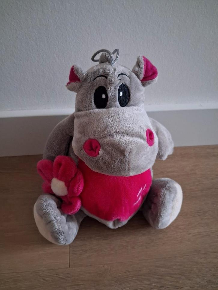 Knuffel nijlpaard roze grijs bloem Nicky Toy L358, Kinderen en Baby's, Speelgoed | Knuffels en Pluche, Zo goed als nieuw, Overige typen