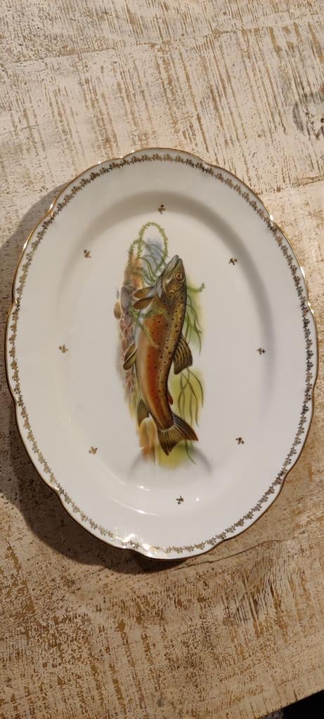 Vintage Limoges Bord met Forel Decoratie, Antiek en Kunst, Ophalen