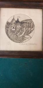 schilderijtje getekend,, Huis en Inrichting, Ophalen of Verzenden, 'T Olde Gre-j, Info@toldegrej.nl, Endepoelstraat 20f Didam