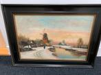 Schilderij met Molenlandschap L. Brugman, Antiek en Kunst, Kunst | Schilderijen | Klassiek, Ophalen of Verzenden