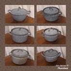 Brocante pannen, blauw gewolkt, emaille,decoratie, Ophalen of Verzenden