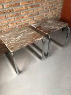 2 leuke vintage nachttafels bijzettafels, Ophalen, Gebruikt, 25 tot 50 cm, Rond