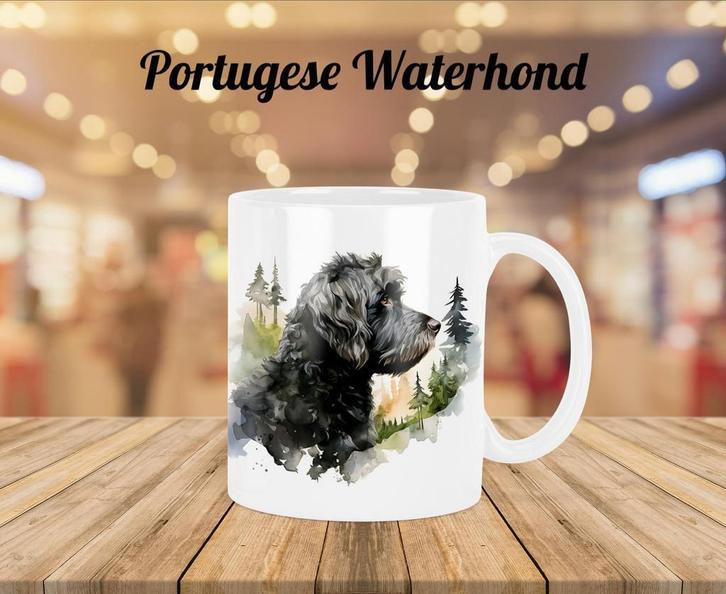 Portugese Waterhond profiel mok, Huis en Inrichting, Keuken | Servies, Nieuw, Verzenden