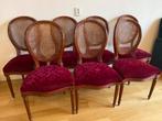 Set antieke stoelen met rieten rug en rode bekleding, Antiek en Kunst, Ophalen