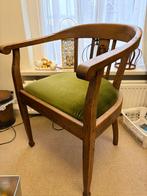Houten vintage kuipstoel groene bekleding, Ophalen