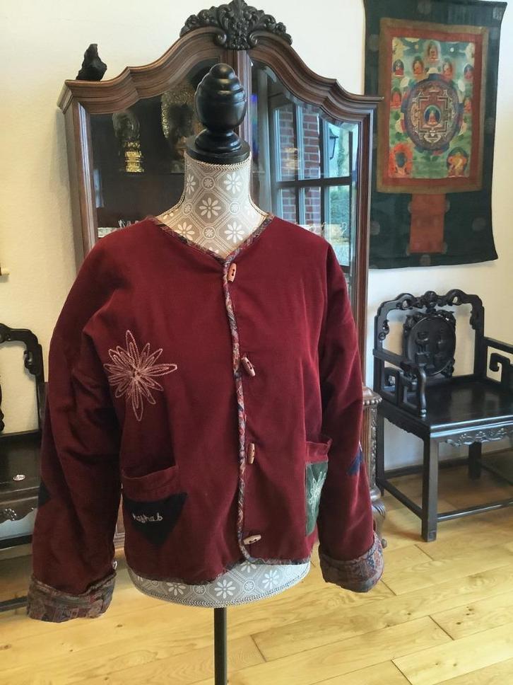 Naf Naf jasje gewatteerd corduroy geborduurd donkerrood mt S, Kinderen en Baby's, Kinderkleding | Maat 170, Gebruikt, Meisje, Jas