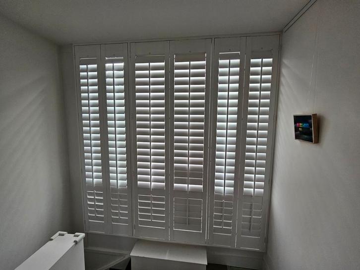 Witte houten shutters, Huis en Inrichting, Stoffering | Gordijnen en Lamellen, Gebruikt, 200 cm of meer, 200 cm of meer, Wit, Ophalen