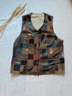 Vintage Leren Gilet met Vlakken - maat M L XL, Ophalen of Verzenden, Zo goed als nieuw, Maat 56/58 (XL)