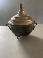 Antieke verzilverde dekschaal met deksel, Ophalen, Zilver