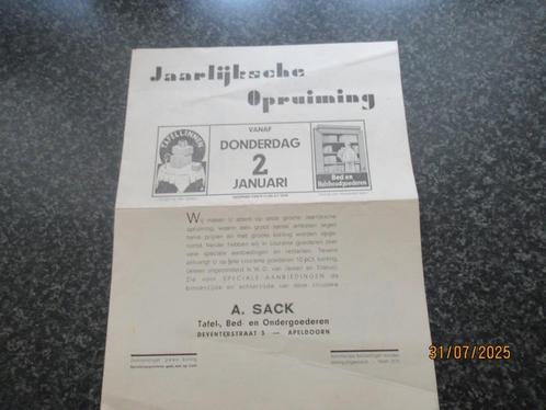ANTIEKE FOLDER- SACK- APELDOORN -ONDERGOEDEREN,TAFEL,BED1925, Boeken, Catalogussen en Folders, Zo goed als nieuw, Folder, Verzenden