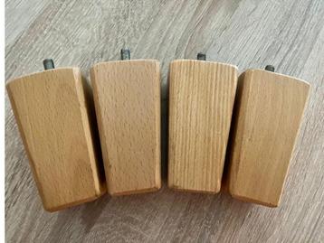 Meubelpootjes, taps, set van 4 (beukenhout) : VRIJ BIEDEN  beschikbaar voor biedingen