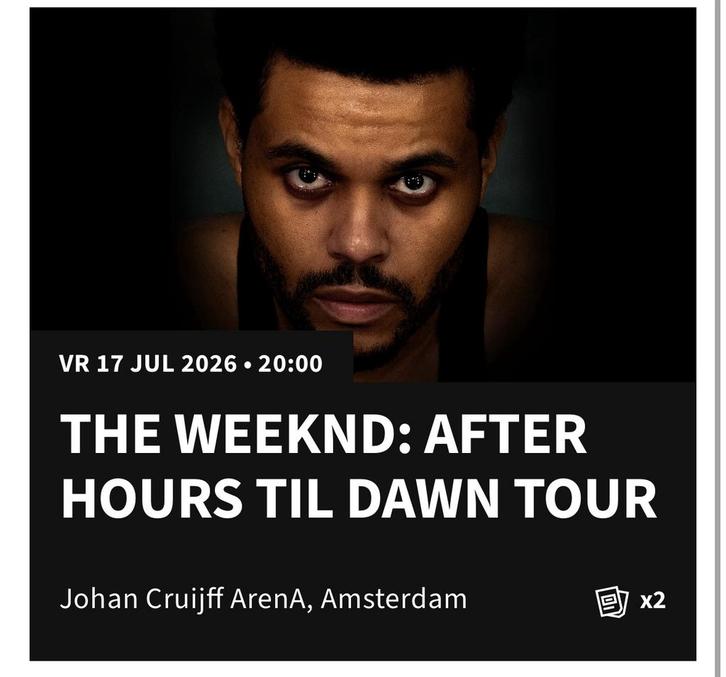 The Weeknd | 17 juli 2026 | Amsterdam | 2 tickets, Tickets en Kaartjes, Concerten | Pop, Twee personen, Juli