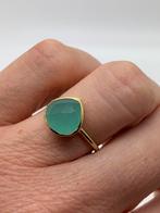 K61 Prachtige zilveren ring groene steen maat 17,25, Sieraden, Tassen en Uiterlijk, Ringen, Goud, 17 tot 18, Ophalen of Verzenden