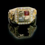 Prachtige 14 krt gouden ring gezet met briljant, 20 of groter, Heer, Nieuw, Ophalen of Verzenden