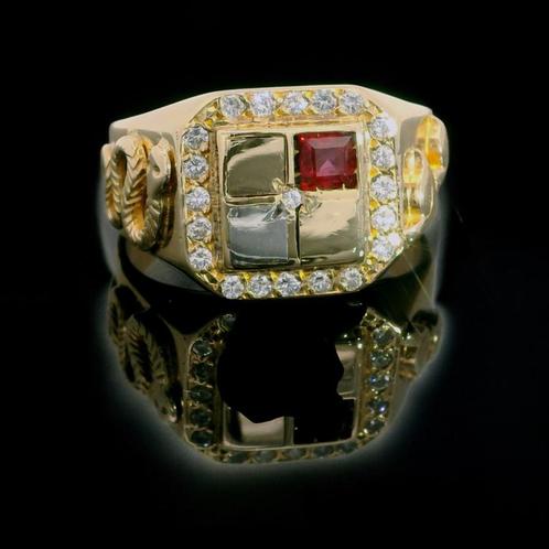 Prachtige 14 krt gouden ring gezet met briljant, Sieraden, Tassen en Uiterlijk, Ringen, Nieuw, Heer, 20 of groter, Goud, Met edelsteen