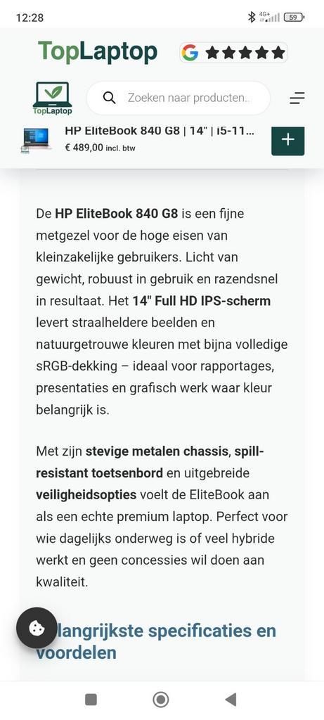 Hp elitebook 840 g8 notebook pc i5-1135g7, Computers en Software, Windows Laptops, Zo goed als nieuw, 14 inch, SSD, 2 tot 3 Ghz