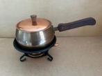 Fondue pan met onderstel koper/messing kleurig, Ophalen, Gebruikt, Brander, Fonduepan