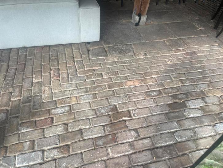 Gebakken klinkers dikformaat, Tuin en Terras, Tegels en Klinkers, Gebruikt, Klinkers, Beton, 5 tot 10 m², Ophalen