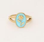 My Jewellery blauwe statement ring met bloem maat 18, IJzer of Staal, Nieuw, Ophalen of Verzenden, 17 tot 18