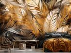 Gouden veren fotobehang, trendy behang, Fotobehang4you, Verzenden, Minder dan 10 m², Gouden veren, trendy,