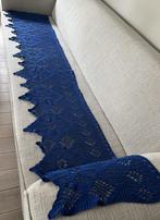 Blauwe kartoenen  gehaakte gordijn. Kleur blauw., Zo goed als nieuw, 200 cm of meer, Minder dan 100 cm, Verzenden