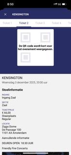 Staanplaats kensington woensdag 3 december, Tickets en Kaartjes, Twee personen, December