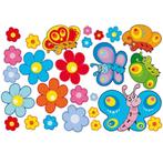 Vrolijke bloemen vlinderset muurstickers zelfklevend kerst, Ophalen of Verzenden, Nieuw, Wanddecoratie