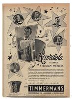 2 Muziek advertenties Gebr.Timmermans A'dam + Hohner 1951, Verzenden, Zo goed als nieuw, Overige typen