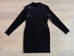 Supermooie L fluwelen zwarte jurk hoge hals H&M studs egf, H&M, Zwart, Maat 42/44 (L), Ophalen of Verzenden