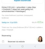 Ticket/kaartje you jump eindhoven, jump xl, Tickets en Kaartjes, Eén persoon