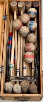 ANTIEK EIKENHOUTEN CROQUET SPEL VOOR 8 PERSONEN, Antiek en Kunst, Ophalen of Verzenden