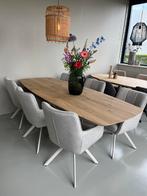 Voorraad tafels massief eiken rond deens ovaal organisch, 200 cm of meer, Ophalen of Verzenden, Zo goed als nieuw, Vijf personen of meer