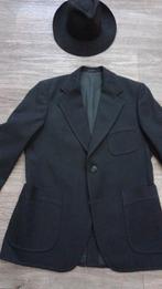 Zwart Colbert met maffia hoed, Kleding | Heren, Carnavalskleding en Feestkleding, Ophalen of Verzenden, Zo goed als nieuw