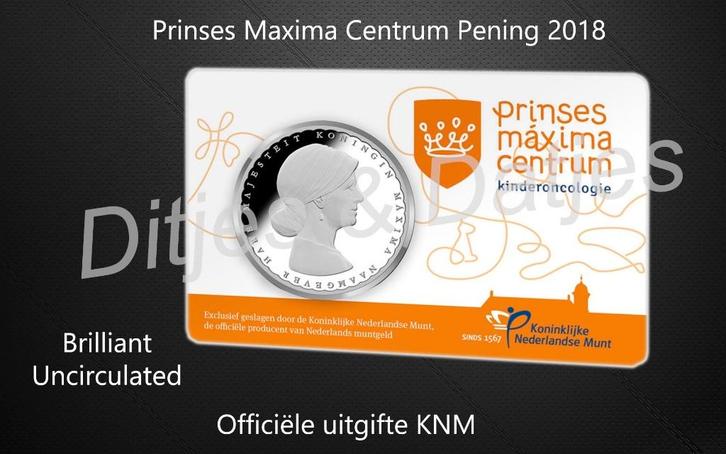 Prinses Maxima Centrum Penning 2018 in coincard KNM, Postzegels en Munten, Penningen en Medailles, Overige materialen, Ophalen of Verzenden