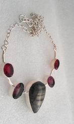 Ketting Granaat Labradoriet,925 zilver, Sieraden, Tassen en Uiterlijk, Kettingen, Overige kleuren, Verzenden, Nieuw, Met edelsteen