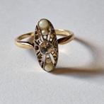 14 karaats gouden antieke ring met parels, Ophalen of Verzenden