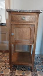 Oud eiken marmerblad kastje nacht, Ophalen, Gebruikt, Minder dan 45 cm, 70 cm of meer