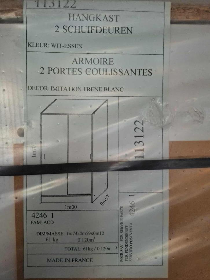 Hangkast met 2 schuifdeuren 'Paris', Huis en Inrichting, Kasten | Kledingkasten, Nieuw, 150 tot 200 cm, 50 tot 100 cm, 50 tot 75 cm