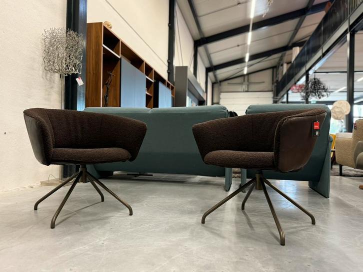 2 Nieuw Label Vandenberg Lola Fauteuils bruin draai stoel, Huis en Inrichting, Fauteuils, Nieuw, Stof, 50 tot 75 cm, 75 tot 100 cm