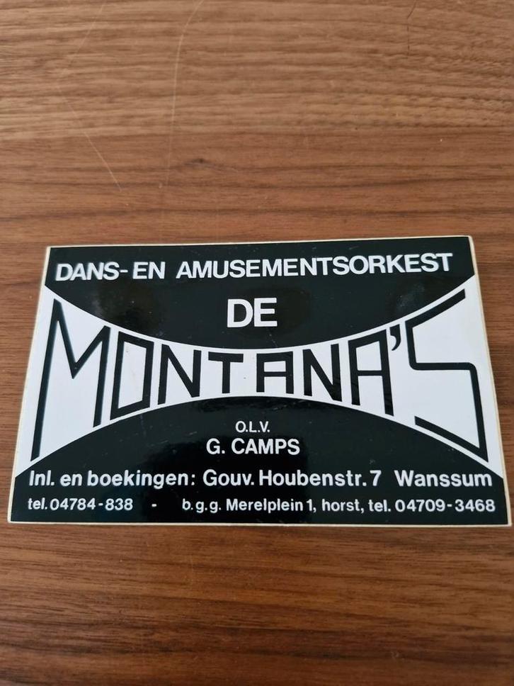 1330 Vintage Sticker Montana's Dansorkest, Verzamelen, Stickers, Gebruikt, Ophalen of Verzenden