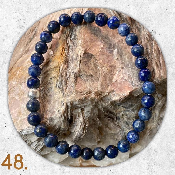 🦋MJB Armband nr: 48 Lapis Lazuli halfedelsteen 18 cm, Sieraden, Tassen en Uiterlijk, Armbanden, Nieuw, Overige materialen, Blauw