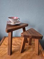 Stoere vintage jr '70 houten bijzettafels nestingset, Minder dan 45 cm, Minder dan 55 cm, Ophalen of Verzenden, Zo goed als nieuw