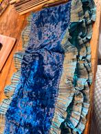 Blauwe Sjaal 140x20 cm met geschulpte rand, Ophalen of Verzenden, Nieuw, Maat 46/48 (XL) of groter, Sjaal