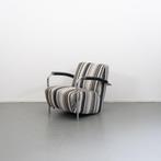 5x Leolux Scylla fauteuil zwart/grijs/wit gestreepte stof, Niet ingevuld, Niet ingevuld, Ophalen of Verzenden, Zo goed als nieuw