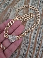 Vintage verguld ketting met hart, Goud, Overige materialen, Ophalen of Verzenden, Zo goed als nieuw