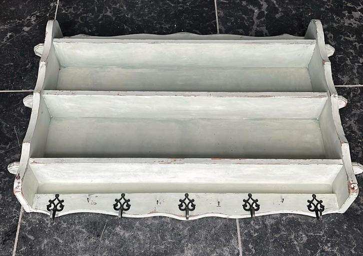 Oud bordenrek wandrek keukenrek groen verouderd landelijk, Antiek en Kunst, Antiek | Keukenbenodigdheden, Ophalen