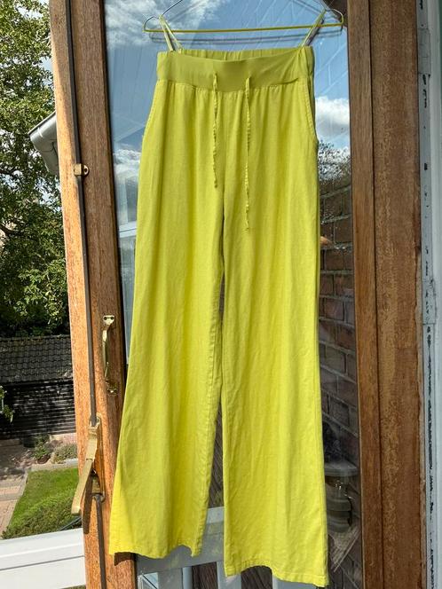 Comfortabele zomer broek linnen en viscose + elastiek maat M, Kleding | Dames, Broeken en Pantalons, Zo goed als nieuw, Groen