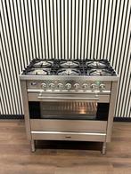 Luxe Fornuis Boretti 6 pits RVS 90 cm 300 graden oven, Fornello Esperta, Ophalen of Verzenden, Zo goed als nieuw, Energieklasse A of zuiniger
