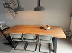 Houten eettafel & mooi bankje, Ophalen, 50 tot 100 cm, Zo goed als nieuw, Vijf personen of meer