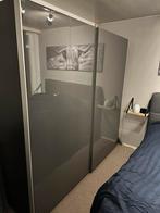 IKEA Pax Kast Bruin/Zwart met grijze hoogglans schuifdeuren, Ophalen, Gebruikt, 200 cm of meer, 200 cm of meer